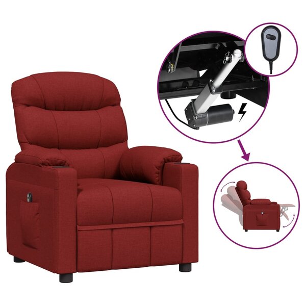 vidaXL Fauteuil inclinable électrique Rouge bordeaux Tissu