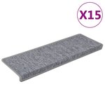 vidaXL Tapis d'escalier 15 pièces 65 x 21 x 4 cm Gris clair Bord rectangulaire