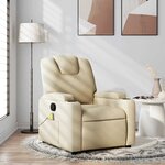 vidaXL Fauteuil de massage inclinable Crème Tissu