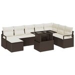 vidaXL Ensemble de canapé de jardin 9 pièces avec coussins marron en poly rattan