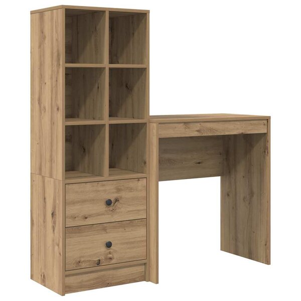 vidaXL Bureau avec rangement 2 Pièces chêne artisanal 70 x 40 x 76 cm