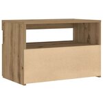 VidaXL Table de chevet avec lumières LED chêne artisanal 60x35x40 cm