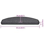 vidaXL Tapis d'escalier 20 pièces 65 x 24 x 4 cm Anthracite Demi-rond Grand