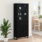 vidaXL Haut Armoire 2 Pièces Chêne noir Bois Aggloméré et Verre