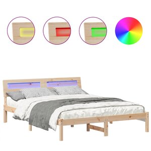 vidaXL Cadre de lit avec tête de lit Marron 160 x 200 cm Pin massif