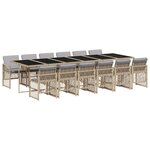 vidaXL Ensemble à manger de jardin et coussins 13 Pièces beige