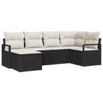 vidaXL Ensemble de canapé de jardin avec coussin 6 Pièces Noir  Crème