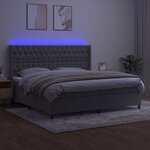 vidaXL Sommier à lattes de lit matelas et LED Gris clair 200x200 cm