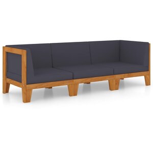 vidaXL Salon de jardin 3 Pièces avec coussins Bois d'acacia solide