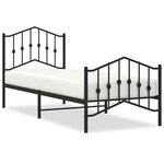 vidaXL Cadre de lit métal avec tête de lit/pied de lit noir 90x200 cm