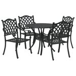 Set de table de jardin 5 pièces en aluminium noir