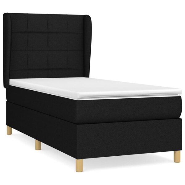 vidaXL Sommier à lattes de lit avec matelas Noir 90x190 cm Tissu