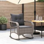 vidaXL Chaise à bascule de jardin avec coussins gris résine tressée