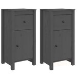 vidaXL Buffets 2 Pièces gris 40x35x80 cm bois massif de pin