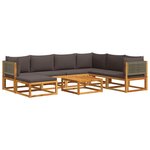 vidaXL Ensemble de canapés de jardin 8 pièces avec coussins en bois d'acacia et rotin