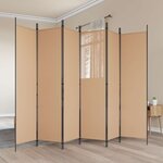 vidaXL Paravent à 6 panneaux Beige 300 x 200 cm Tissu