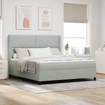 vidaXL Lit à Ressorts avec Matelas LED Gris clair 180 x 200 cm Velours