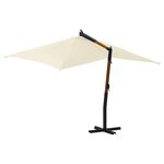 vidaXL Parasol de jardin en porte-à-faux avec mât en bois blanc sable