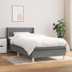vidaXL Sommier à lattes de lit avec matelas Gris foncé 100x200cm Tissu