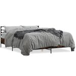 vidaXL Cadre de lit chêne fumé 160x200 cm bois d'ingénierie et métal