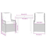 vidaXL Ensemble à manger de jardin 3 Pièces et coussins marron poly rotin