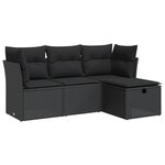 vidaXL Salon de jardin 4 Pièces avec coussins noir résine tressée