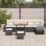 vidaXL Ensemble de canapé de jardin 9 Pièces Noir polyrotin