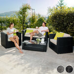 Tectake Salon bas de jardin MUNICH 4 places avec 2 sets de housses - gris