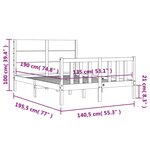 vidaXL Cadre de lit sans matelas blanc bois de pin massif