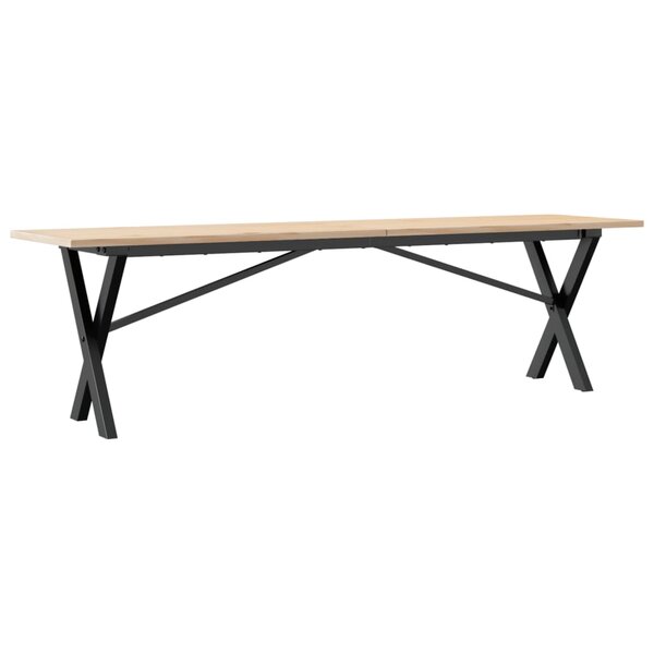 vidaXL Table basse cadre en X 160x40x45 cm bois de pin massif et fonte