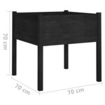 vidaXL Jardinière d'extérieur Noir 70x70x70 cm Bois de pin massif