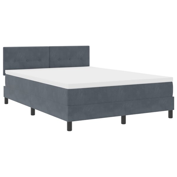 Lit Box Spring vidaXL avec Matelas et LED Gris Foncé 140x200 cm Velours