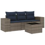 vidaXL Salon de jardin 4 Pièces avec coussins gris résine tressée