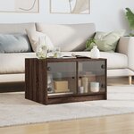 vidaXL Table basse avec portes en verre chêne marron 68x50x42 cm