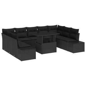 vidaXL Ensemble de canapé de jardin avec coussin 10 Pièces Noir