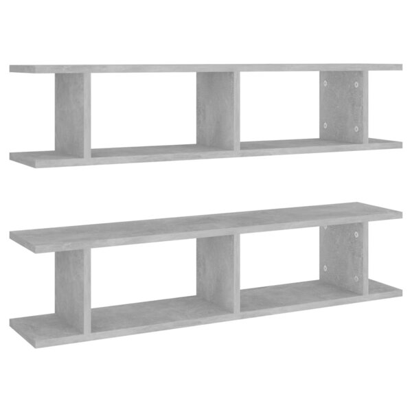 vidaXL Étagères murales 2 Pièces Gris béton 90x18x20 cm bois d'ingénierie