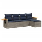 vidaXL Salon de jardin 5 Pièces avec coussins gris résine tressée