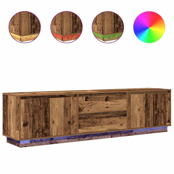 vidaXL Meuble TV avec éclairage LED vieux bois 193 5x41x50 cm