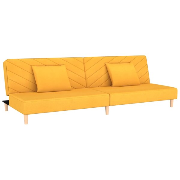 vidaXL Canapé-lit à 2 places avec deux oreillers Jaune Tissu