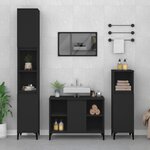 vidaXL Ensemble de meubles salle de bain 3 Pièces noir bois d'ingénierie