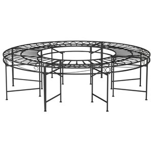 vidaXL Banc circulaire tour d'arbre Ø160 cm Noir Acier