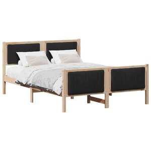 vidaXL Cadre de lit Marron et noir 140 x 190 cm Bois massif en pin