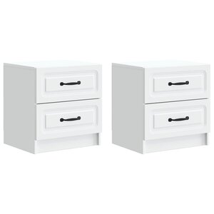 vidaXL Cabinet de chevet avec tiroir 2 Pièces Blanc 43 x 34 5 x 44 5 cm
