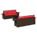 vidaXL Salon de jardin avec coussins 7 Pièces marron résine tressée