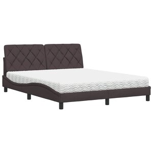 vidaXL Lit avec matelas marron foncé 160x200 cm tissu