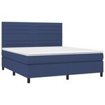 vidaXL Sommier à lattes de lit et matelas et LED Bleu 180x200 cm Tissu