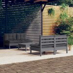 vidaXL Salon de jardin 5 Pièces avec coussins anthracite bois de pin