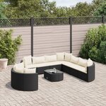 vidaXL Salon de jardin 10 Pièces avec coussins noir résine tressée