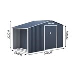 Abri de jardin en acier 6,53 m² - Abris buches avec kit d'ancrage inclus - Gris anthracite