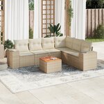 vidaXL Salon de jardin avec coussins 7 Pièces beige résine tressée